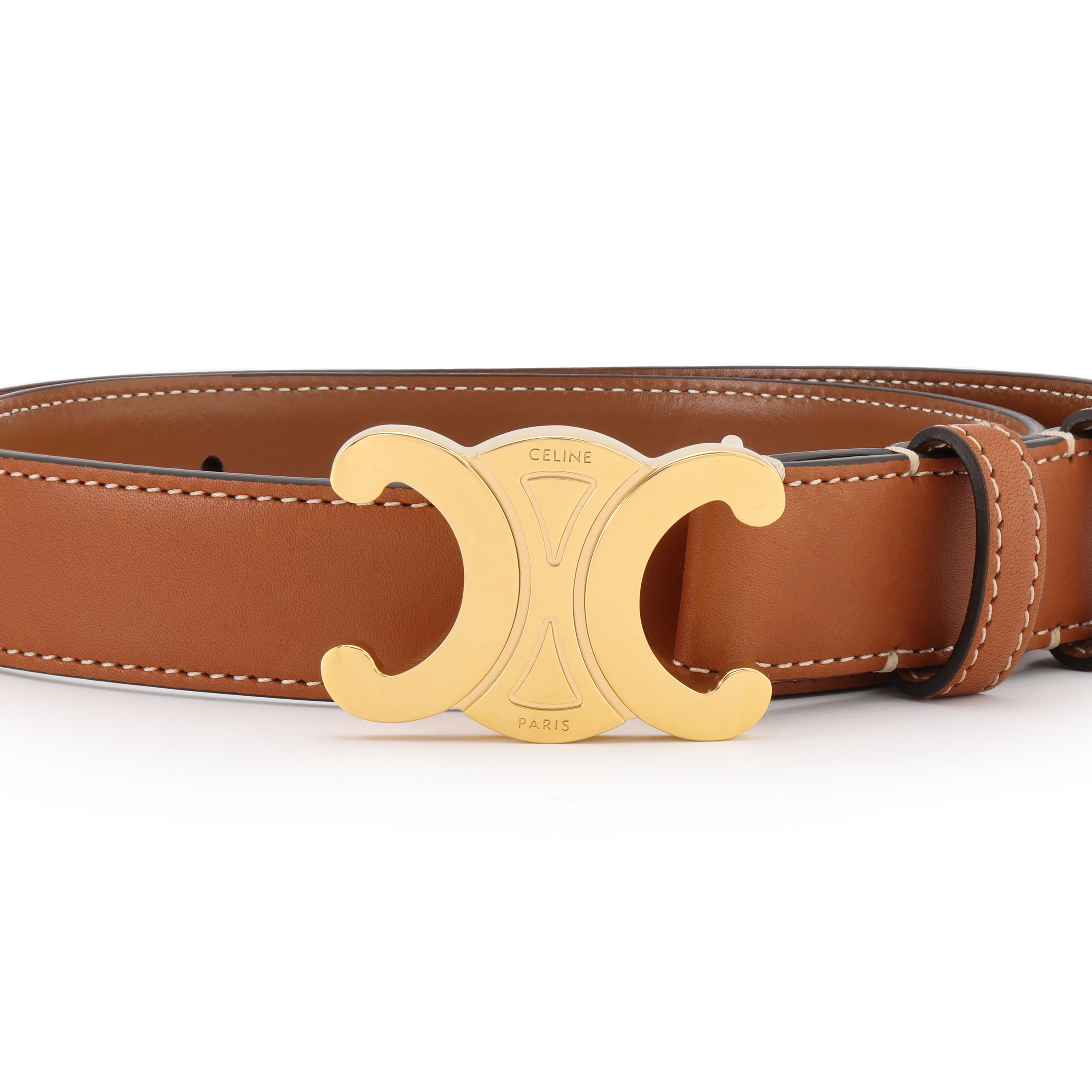 Shop (Women) CELINE Triomphe Calfskin Belt 2.5cm Smooth Leather Buckle 45AK93A78.04LU