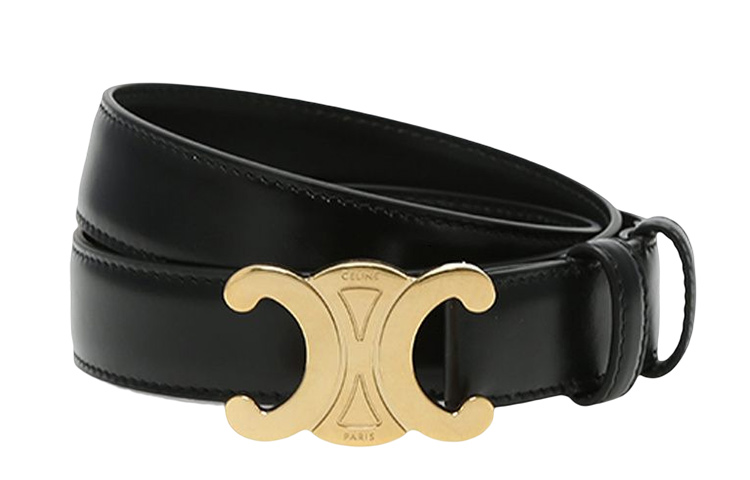 Shop (W) Cinturón Negro de Piel de Becerro CELINE Triomphe 2.5cm 45AK93A01.38NO