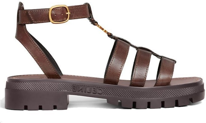CELINE Triomphe小牛皮搭扣平底時尚涼鞋 女款 棕色 Order CELINE Triomphe小牛皮搭扣平底時尚涼鞋 女款 棕色