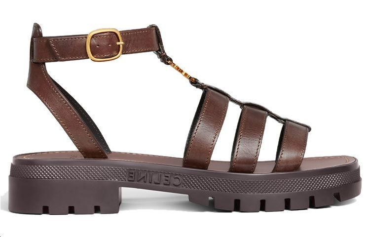 Order (W) Sandalia Plana CELINE Triomphe Cuir 'Hebilla Marrón'. 352463778C.19DK