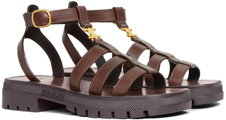 (Women) CELINE Triomphe Cuir Flat Sandal 'Brown Buckle' 352463778C.19DK Lookbook (Women) CELINE Triomphe Cuir Flat Sandal 'Brown Buckle' 352463778C.19DK