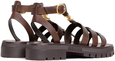 Shop (Women) CELINE Triomphe Cuir Flat Sandal 'Brown Buckle' 352463778C.19DK