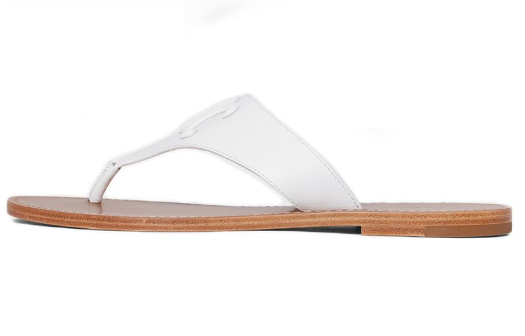 Buy (W) Sandalia Plana CELINE Triomphe 'Cuero Blanco' 345743644C.01BC