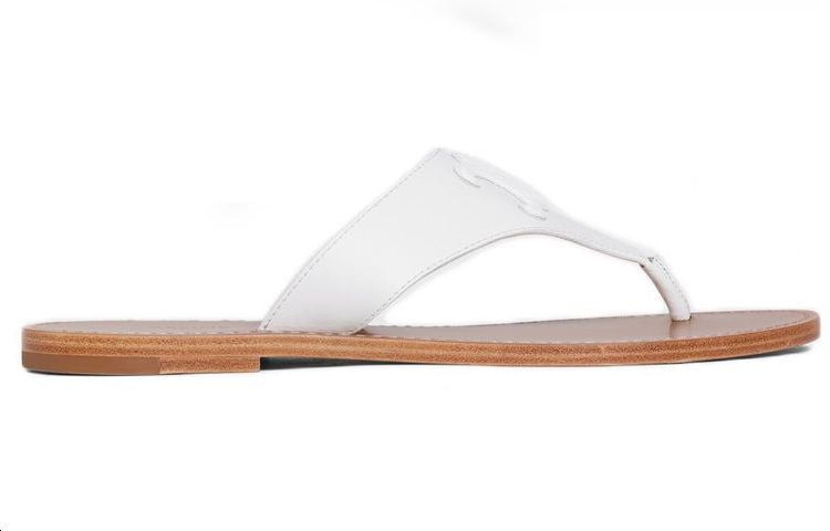 (W) CELINE Triomphe Flat Sandal 'White Leather' 圖 2