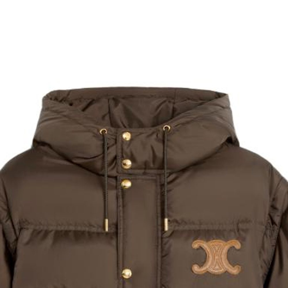 Shop (W) CELINE Triomphe FW23標誌連帽外套 女款短夾克 巧克力色. 2W661901V-19CO