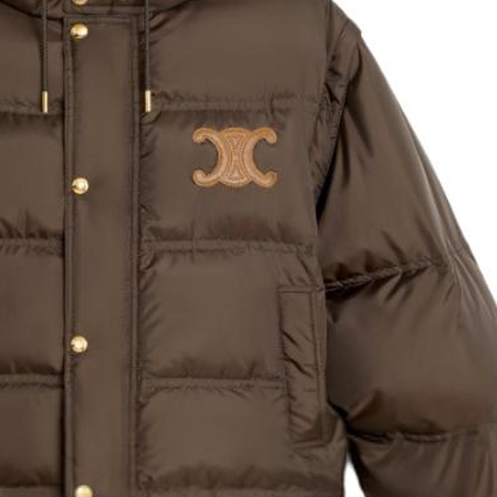 Details for (W) CELINE Triomphe FW23標誌連帽外套 女款短夾克 巧克力色. 2W661901V-19CO