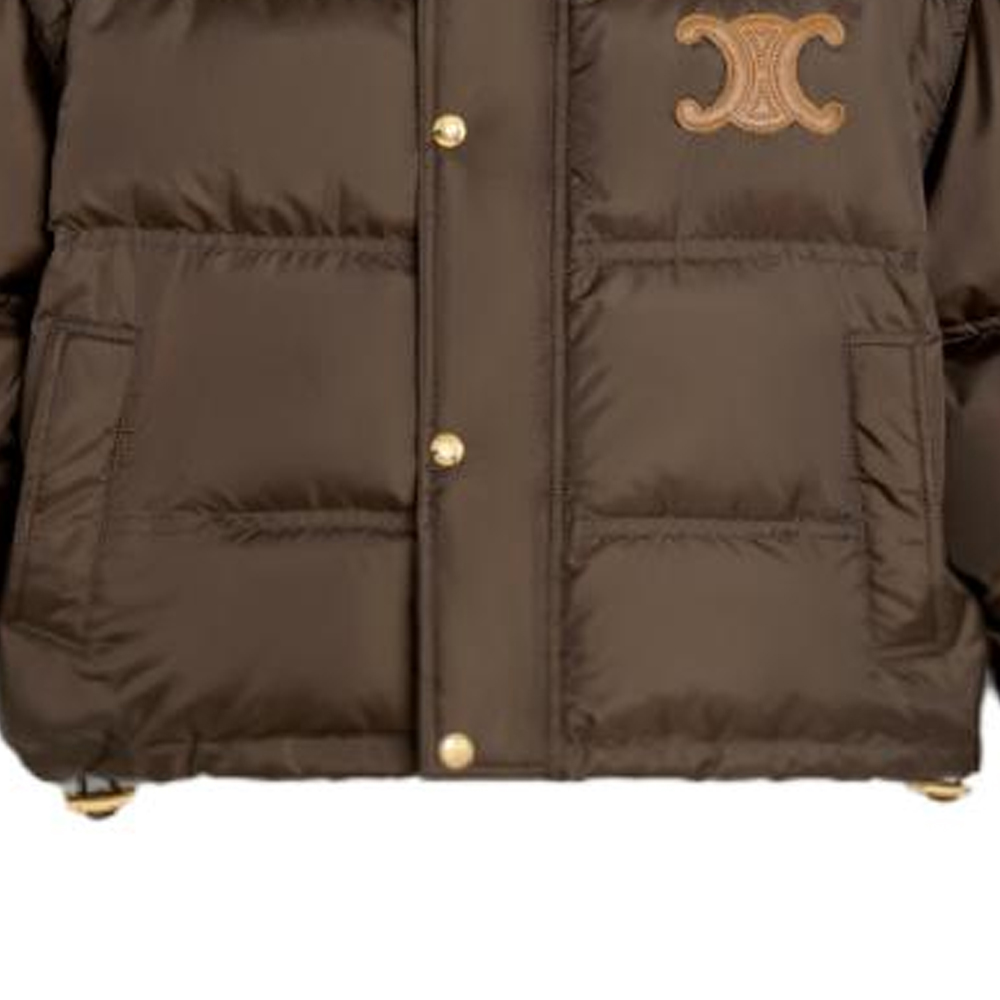 Sizing (W) CELINE Triomphe FW23標誌連帽外套 女款短夾克 巧克力色. 2W661901V-19CO