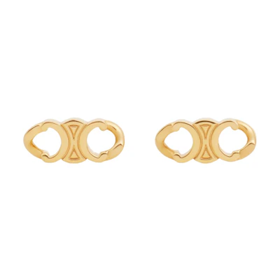 (Women) CELINE Triomphe Gourmette Brass Gold Earrings for Women. 460BL6BRA-35OR