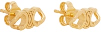 Lookbook (Women) CELINE Triomphe Gourmette Brass Gold Earrings for Women. 460BL6BRA-35OR