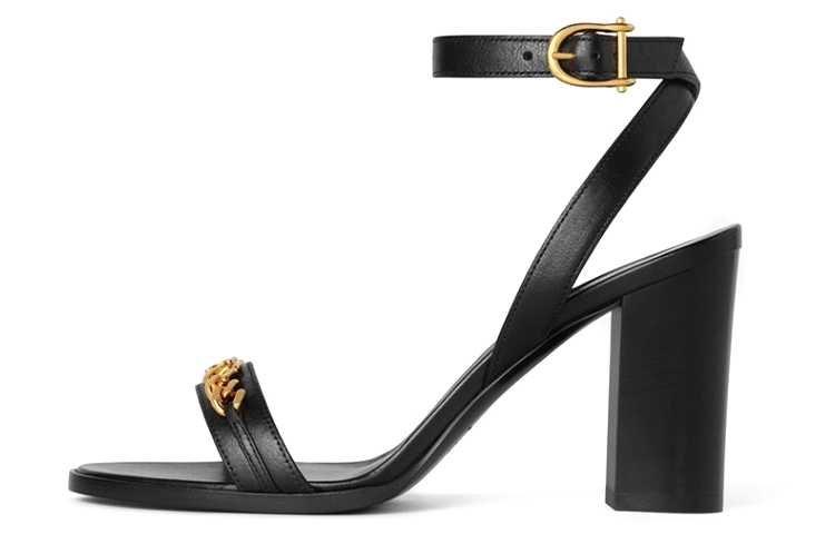 (W) CELINE Triomphe High Heel Sandal 'Black Leather'