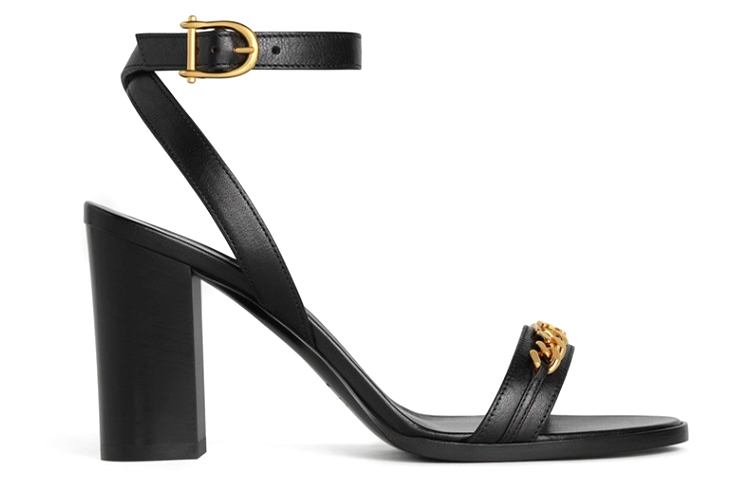 (W) CELINE Triomphe High Heel Sandal 'Black Leather' 圖 2