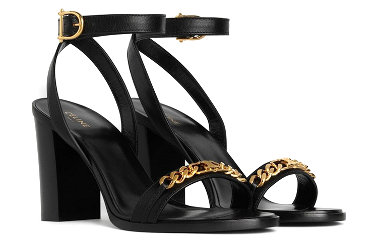 (W) CELINE Triomphe High Heel Sandal 'Black Leather' 圖 3