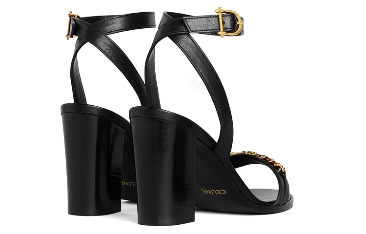 (W) CELINE Triomphe High Heel Sandal 'Black Leather' 圖 4