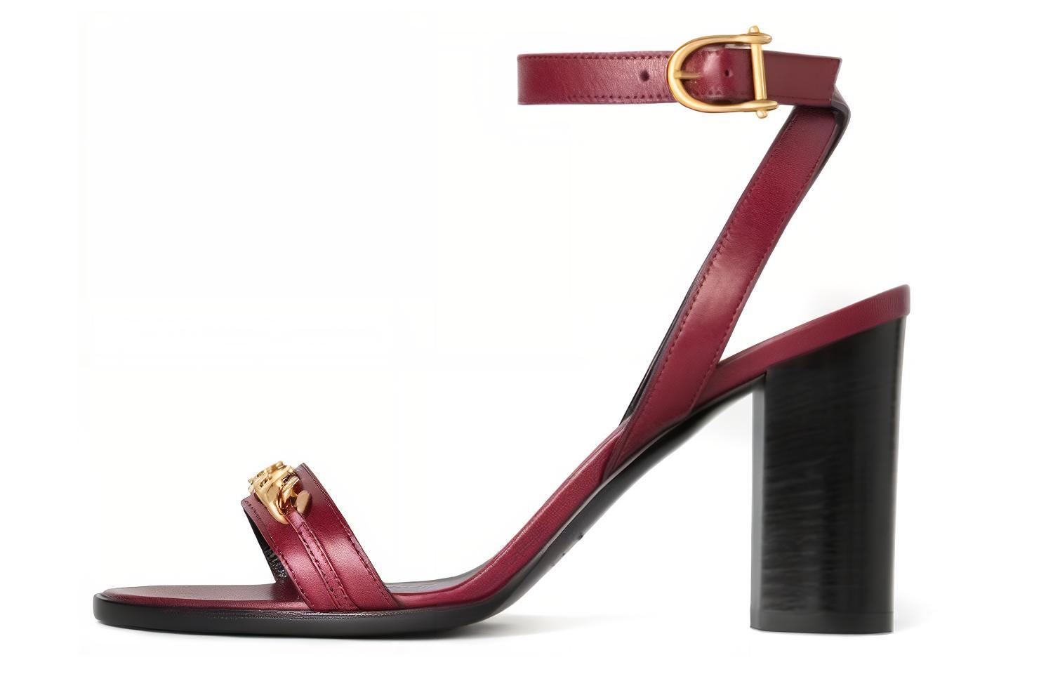 (W) CELINE Triomphe High Heel Sandals 'Black and Red'