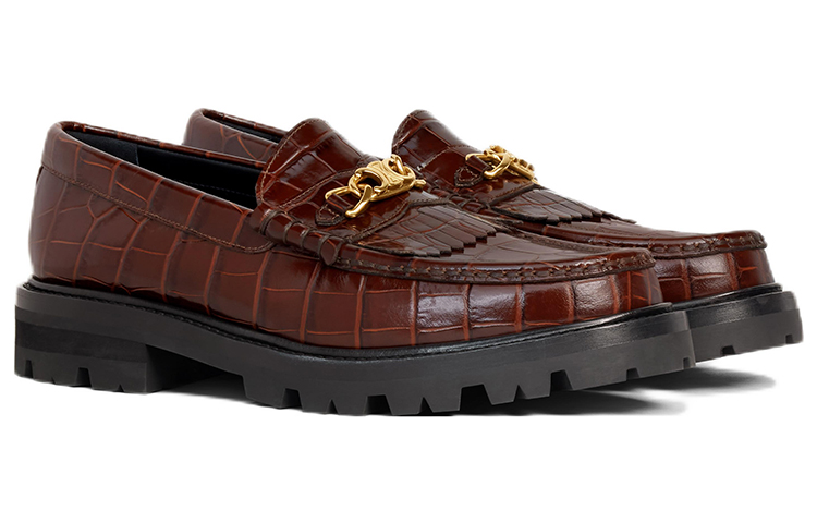 (W) CELINE Triomphe Loafer 'Dark Brown Croc Print' 圖 3