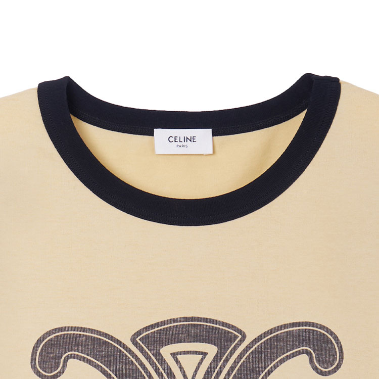 Shop (Women) CELINE Triomphe Logo Print Yellow T-Shirt  FW22. 2X58B671Q-11BJ