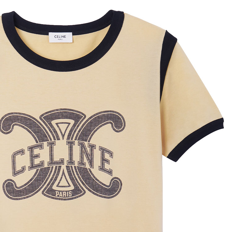 Details for (Women) CELINE Triomphe Logo Print Yellow T-Shirt  FW22. 2X58B671Q-11BJ