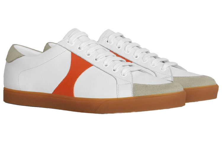 (W) CELINE Triomphe Low Top Lace-Up 'White Orange' 圖 2