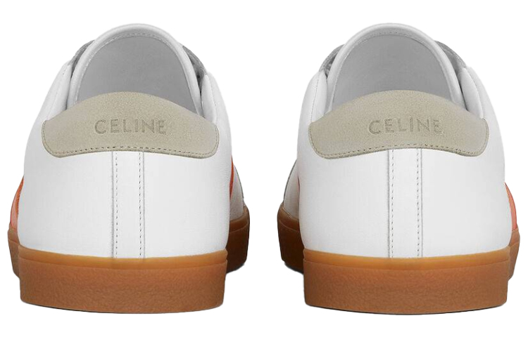 (W) CELINE Triomphe Low Top Lace-Up 'White Orange' 圖 4