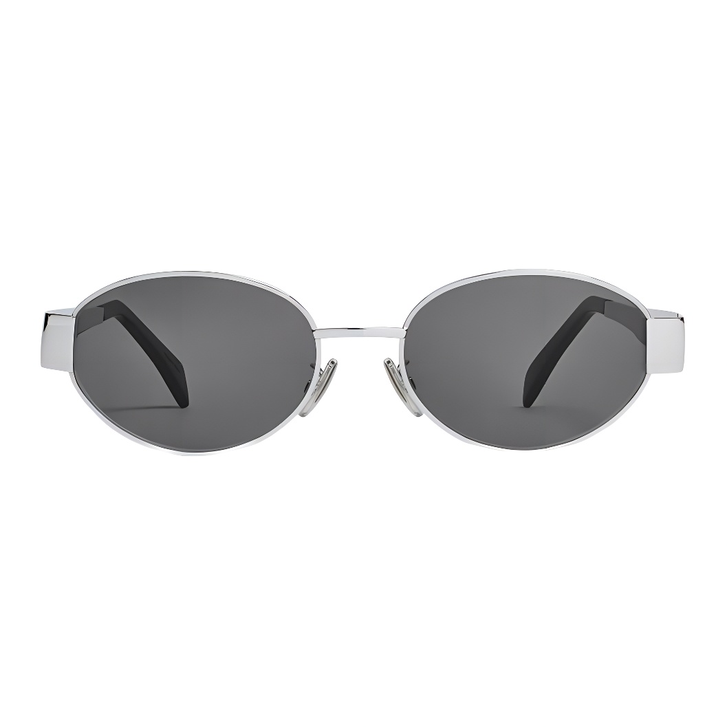 (Women) CELINE Triomphe Metal Oval Sunglasses Smoke Grey UV Protection for Women. 4S235CMLB-36SM
