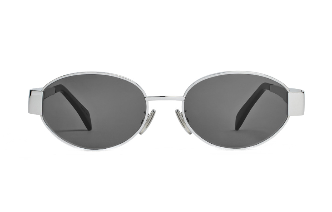 Order (W) CELINE Triomphe金屬橢圓太陽眼鏡煙燻灰女款UV防曬墨鏡 4S235CMLB-36SM