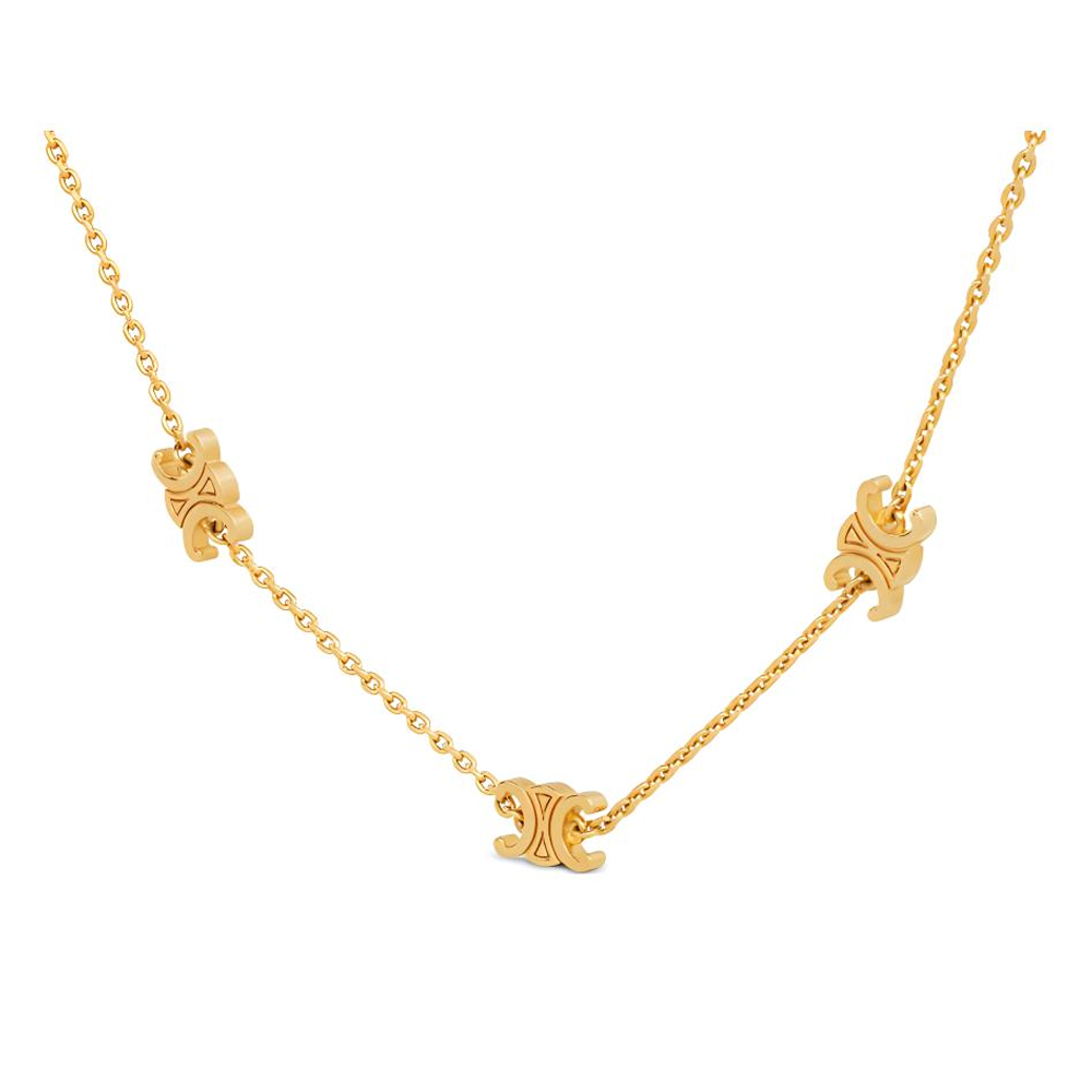 (Women) CELINE Triomphe Mini Polished Brass Necklace for Women. 460MS6BRA-35OR