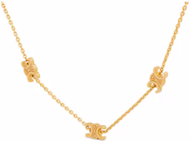 (Women) CELINE Triomphe Mini Polished Brass Necklace for Women. 460MS6BRA-35OR (Women) CELINE Triomphe Mini Polished Brass Necklace for Women. 460MS6BRA-35OR