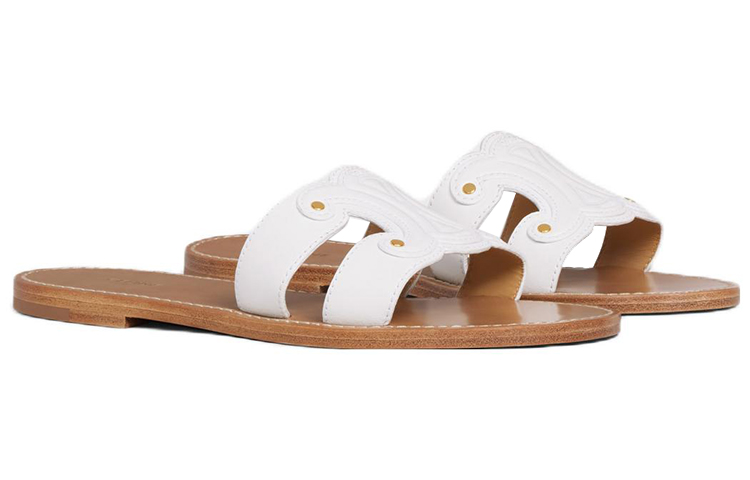 Lookbook (W) CELINE Triomphe 'Sandal Putih Terbuka' 352413767C.01BC