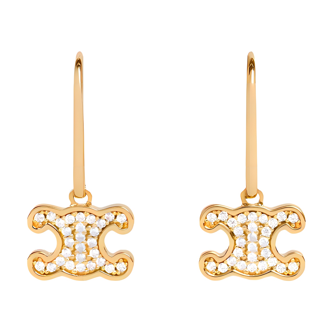 (Women) CELINE Triomphe Rhinestone Gold-Finish Brass Crystal Earrings for Women. 460GC6BZI.35OR