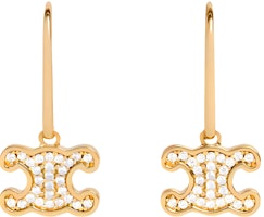 (Women) CELINE Triomphe Rhinestone Gold-Finish Brass Crystal Earrings for Women. 460GC6BZI.35OR (Women) CELINE Triomphe Rhinestone Gold-Finish Brass Crystal Earrings for Women. 460GC6BZI.35OR