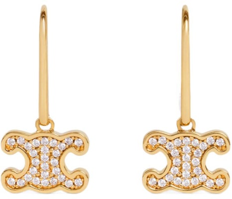 (Women) CELINE Triomphe Rhinestone Gold-Finish Brass Crystal Earrings for Women. 460GC6BZI.35OR Order (Women) CELINE Triomphe Rhinestone Gold-Finish Brass Crystal Earrings for Women. 460GC6BZI.35OR