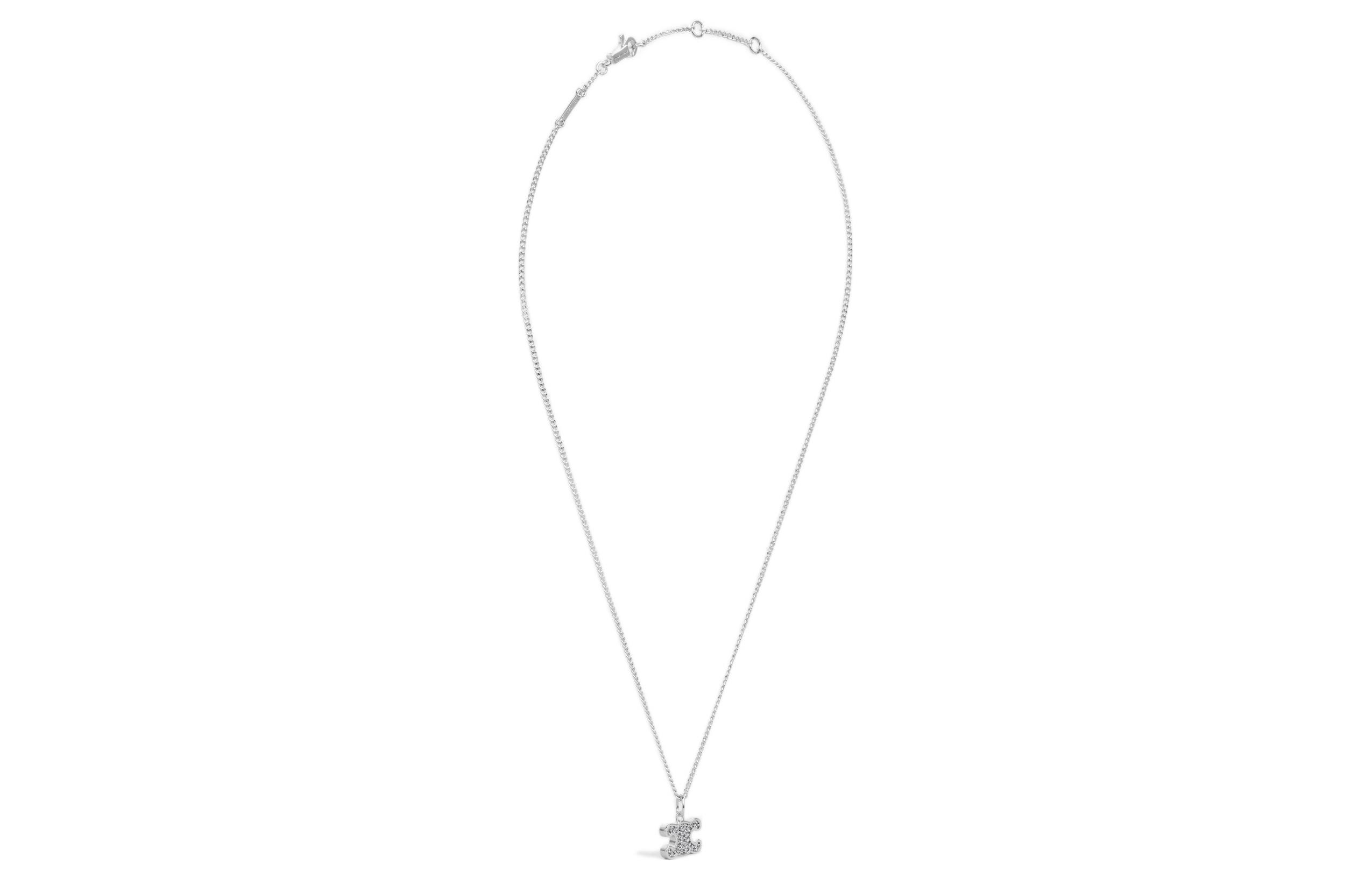 Shop (W) 셀린느 트라이엄프 로고 크리스탈 목걸이 실버 브라스. 460GB6BZI.36SI