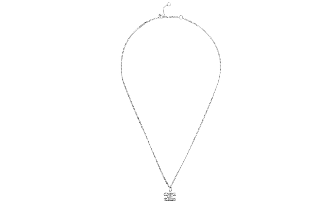 Sizing (W) 셀린느 트라이엄프 로고 크리스탈 목걸이 실버 브라스. 460GB6BZI.36SI