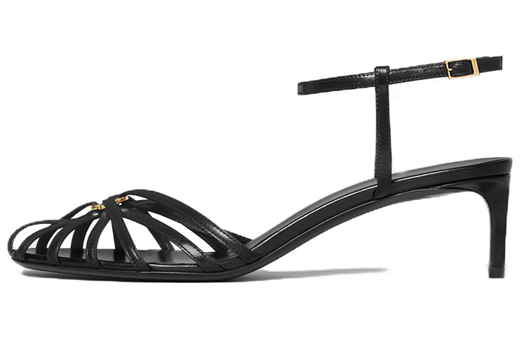 (W) CELINE Triomphe Sandal 'Black with Gold Hardware'