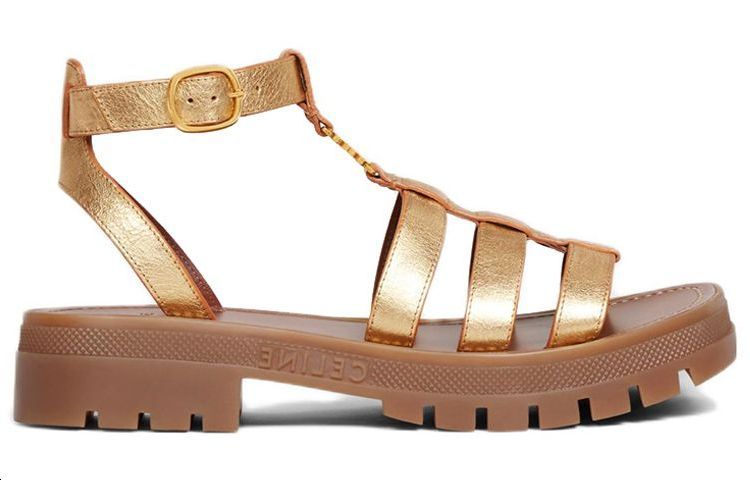 (W) CELINE Triomphe Sandal 'Metallic Gold Block Heel' 圖 2
