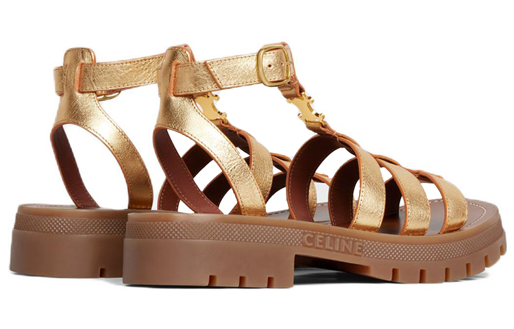 (W) CELINE Triomphe Sandal 'Metallic Gold Block Heel' 圖 4