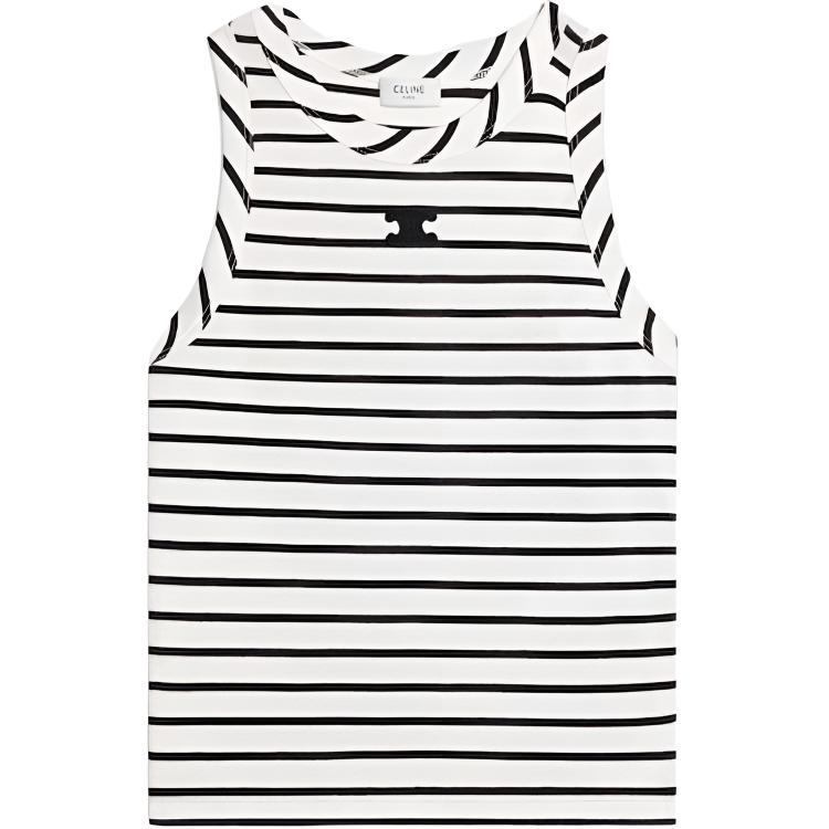 (Women) Celine Triomphe Striped Sleeveless Pullover Tank Top Women RX0M5809W01OB