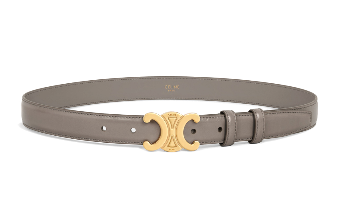 (Women) CELINE Triomphe Taurillon Leather Belt Grey  2.5cm 45AK93A01-10BL