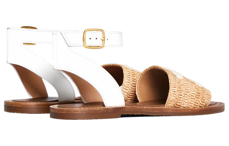 Shop (W) Sandalia Plana CELINE Triumph Patch 'Beige' 352402248C.02GH