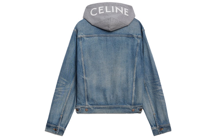 Lookbook (W) CELINE Jaket Hoodie Denim Patchwork Biru Washed. 2Q374930F-07UW
