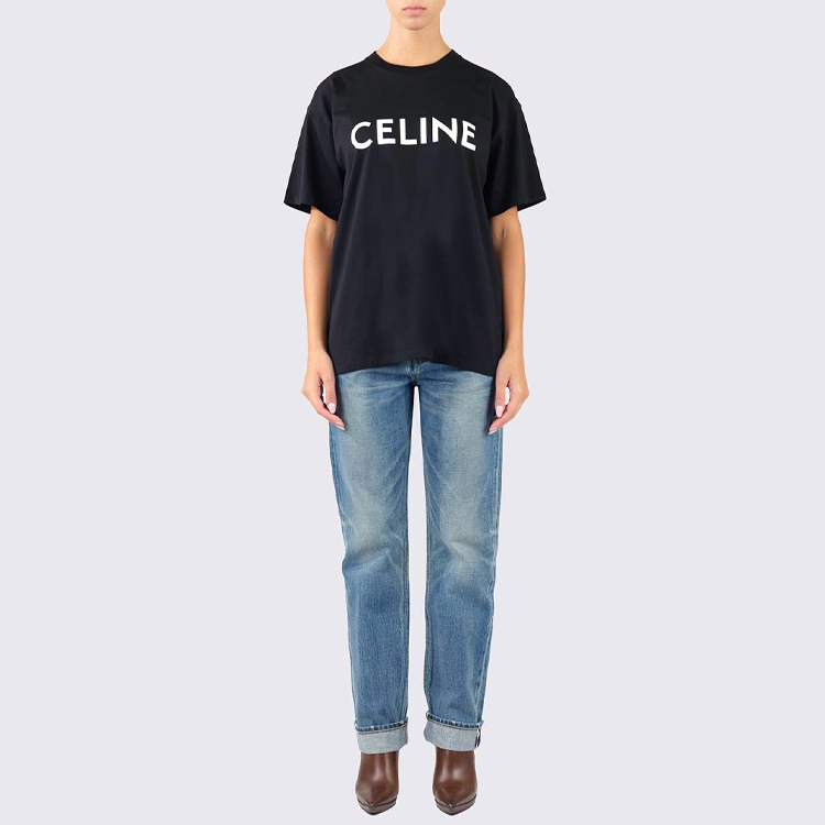 Lookbook (Women) CELINE Washed Casual Blue Denim Jeans 2N213945F-07UW