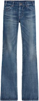 (Women) CELINE Washed Flared Denim Jeans for Women - Dark Blue with Zip Pockets. 2N42A365M-07DU (Women) CELINE Washed Flared Denim Jeans for Women - Dark Blue with Zip Pockets. 2N42A365M-07DU