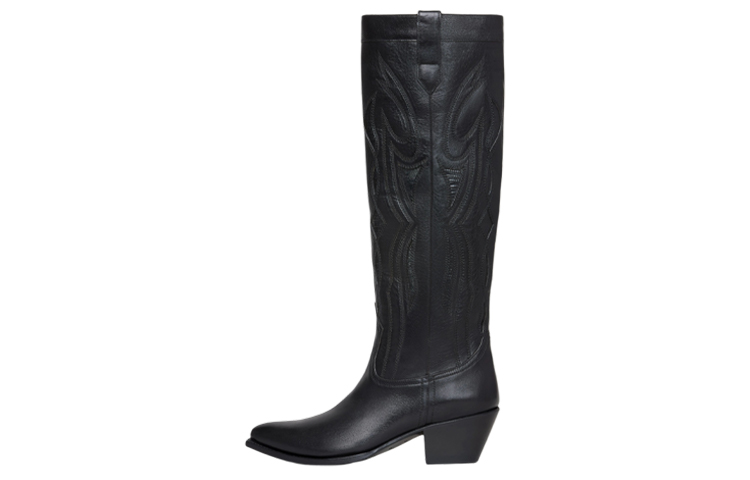 (Women) CELINE Western Boots 'Black Leather' 345643492C.38NO
