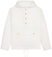 (Women) CELINE White Solid Hooded Button-Up Long Sleeve Jacket 2W393385O-01OP (Women) CELINE White Solid Hooded Button-Up Long Sleeve Jacket 2W393385O-01OP