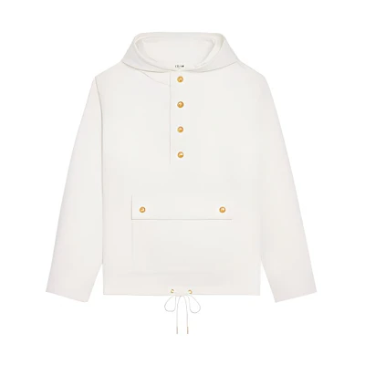 (Women) CELINE White Solid Hooded Button-Up Long Sleeve Jacket 2W393385O-01OP