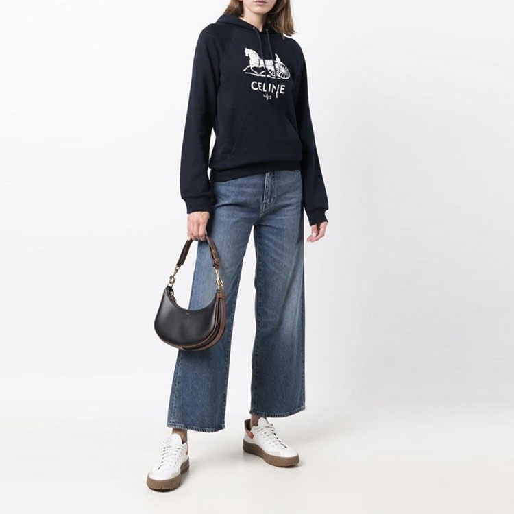 (Women) CELINE Women’s Blue Hoodie with Pairs Letter and Carriage Print. 2Y428450I-07OW 圖 4