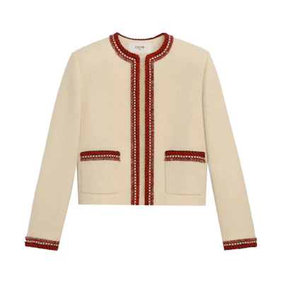 (Women) CELINE Women’s CHASSEUR Woven Collarless Long Sleeve Jacket Beige 2V14C333J-01VA