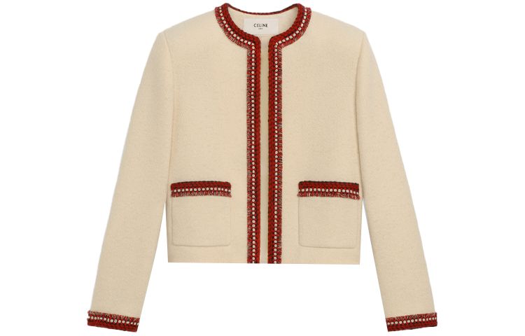 (Women) CELINE Women’s CHASSEUR Woven Collarless Long Sleeve Jacket Beige 2V14C333J-01VA 圖 2