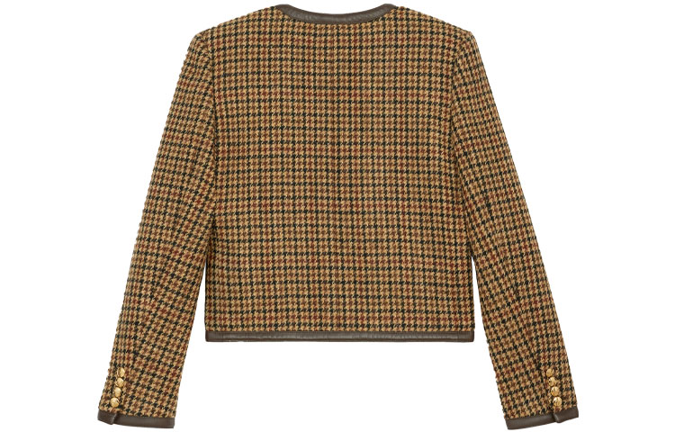 (Women) CELINE Yellow Houndstooth Wool Blazer Jacket 2V44E708L-02RN 圖 3