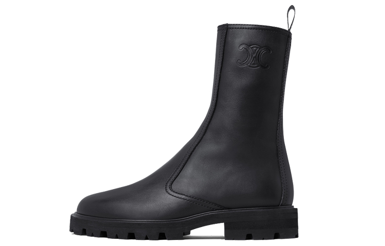 (W) CELINE Zip Leather Boots 'Black'